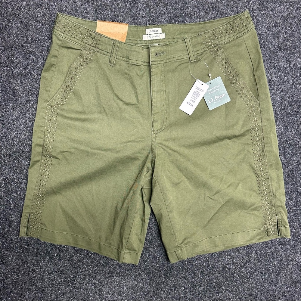 NWT Olive green bermuda shorts granola organic cotton Favorite Fit L.L.Bean